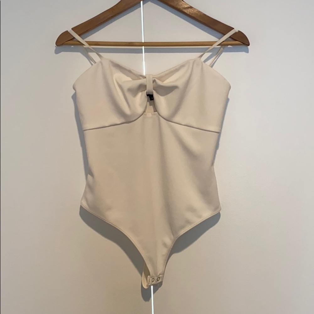 Express White Bow-knot Bodysuit